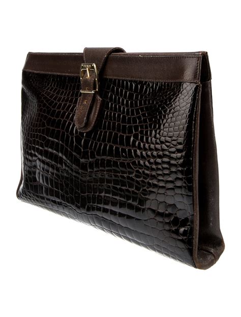 clutch fendi|fendi crocodile vintage clutch.